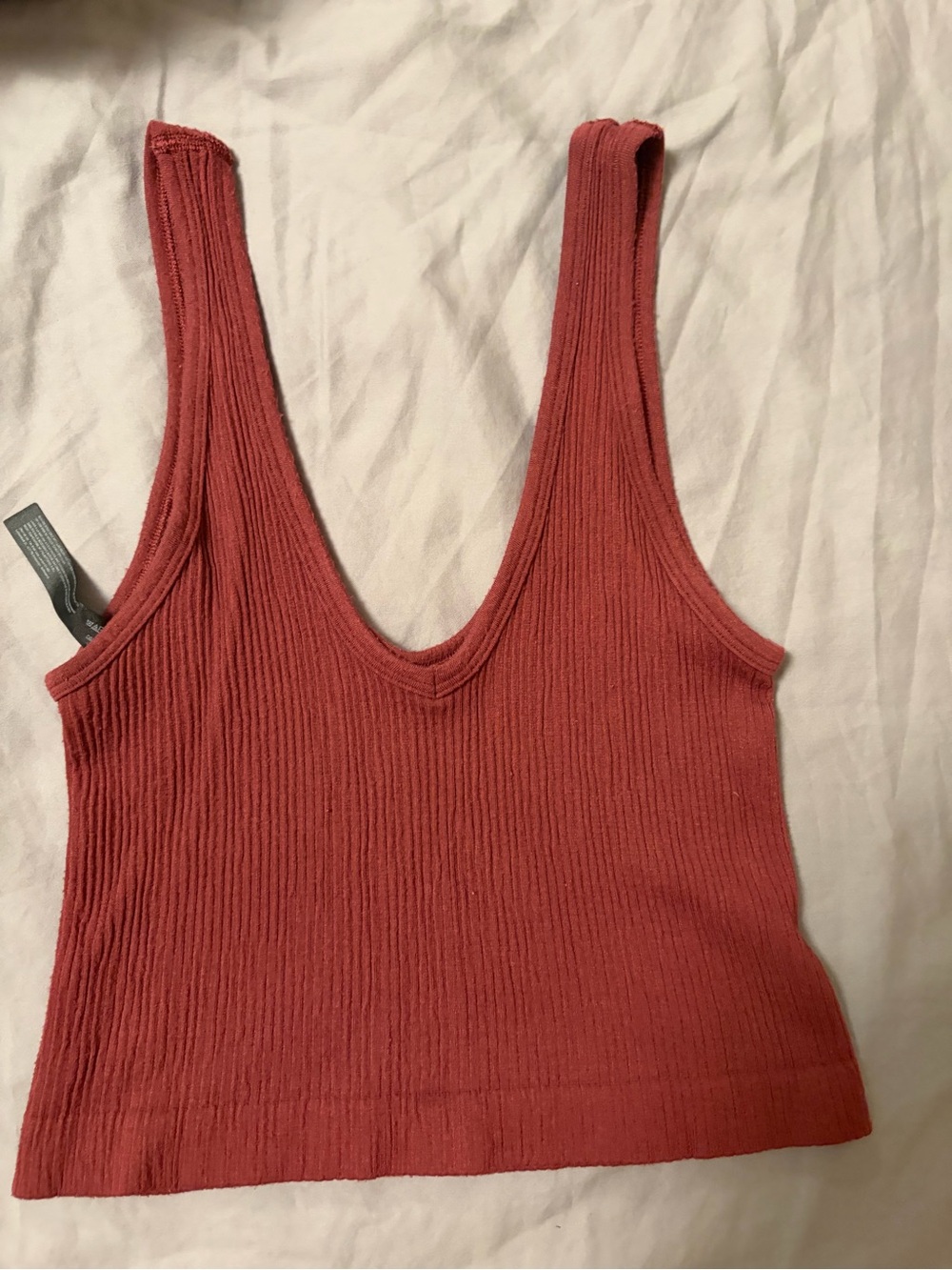 Urban Outfitters Ribbed V-Neck Tank Top - Rust